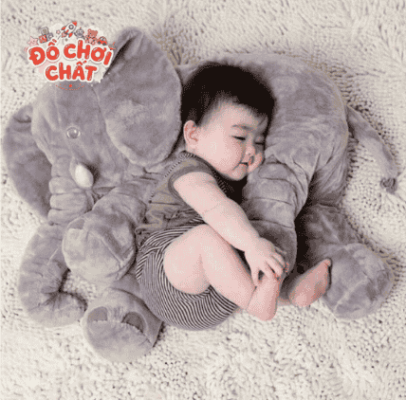 Gấu bông voi xám ôm ngủ cho trẻ sơ sinh – Gấu bông giá rẻ an toàn cho bé Đồ Chơi Chất