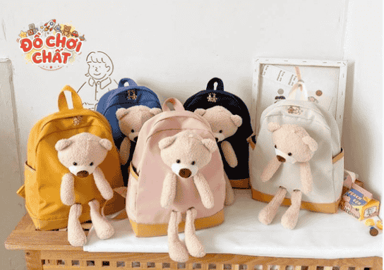 Các mẫu balo gấu bông giá rẻ cho học sinh – Balo đính gấu bông Teddy cute nhiều màu sắc Đồ Chơi Chất